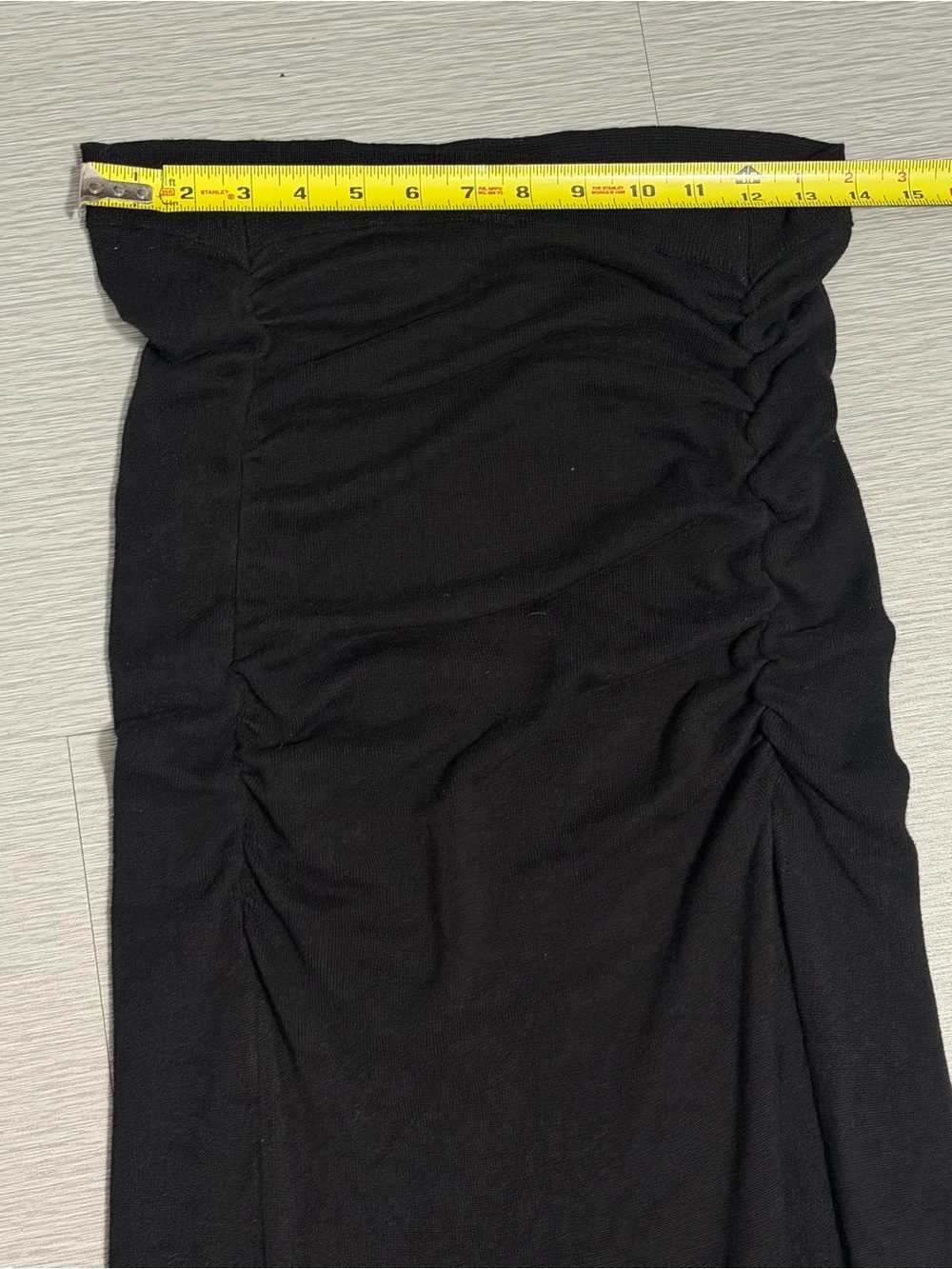 Free People Black Ruched Side Slit Maxi Skirt Stretch Size L NWOT - Picture 7 of 12